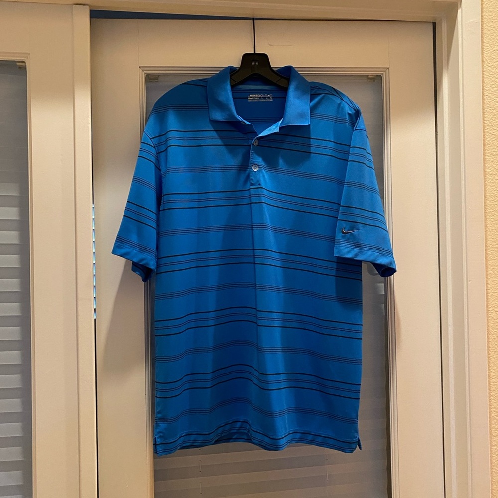 Nike Golf Blue Striped Polo Shirt